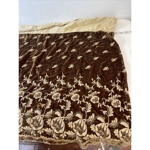 Bella Notte Dust ruffle bed skirt chocolate Brown  velvet lace 3 panels Queen